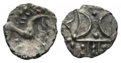 Coins - Celtic Iron Age Very fine. Celtic Iron Age Coins - Iceni - Antedios - Horse Unit 1st century AD. Obv: double crescent on wreath. Rev: horse right S 443A; BMC 4033-4215; ABC 1657. 0.78 grams. .