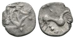 Coins - Celtic Iron Age Fine. Celtic Iron Age Coins - Iceni - ECEN EDN Unit 1st century AD. Obv: double crescents on wreath. Rev: horse right with EDN below. S. 444; BMC 4223-4281; ABC 1672. 0.87 gram