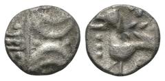 Coins - Celtic Iron Age Very fine. Celtic Iron Age Coins - Iceni - Antedios - Double Crescent Unit 1st century AD. Ov: double crescent on wreath. Rev: horse right with pellet-rosette above and letters