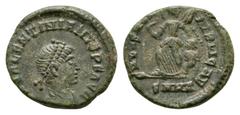 Coins - Roman Imperial Very fine. Ancient Roman Imperial Coins - Valentinian II - Victory Bronze 388-392 AD. Heraclea mint. Obv: D N VALENTIANVS P F AVG legend with diademed, draped and cuirassed bust