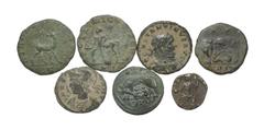 Coins - Roman Imperial Fine and better. Ancient Roman Imperial Coins - Late Issues Group [7] 4th century AD. Group comprising: Gallienus, antoninianus (2; antelope, centaur); Honorius, clipped siliqua
