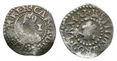 Coins - English Medieval Good fine. Rare. English Medieval Coins - Charles I - Oxford - Penny 1642-1646 AD. Obv: profile bust with I behind and CAROL D G M B F H REX legend with 'lis' mintmark. Rev: p