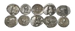 Coins - Greek Ancient Greek Coins - Parthia and Indo-Greek - Drachms [10]. 1st century BC-2nd century AD. Group comprising: Parthia, Vologases III, drachms (6); with Indo-Greek, drachms (4; various is