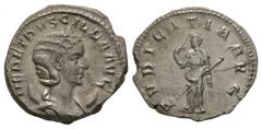 Coins - Roman Imperial Ancient Roman Imperial Coins - Herennia Etruscilla - Pudicitia Antoninianus. 250-251 AD. Wife of Trajan Decius, Rome mint. Obv: HER ETRVSCILLA AVG legend with draped bust right,