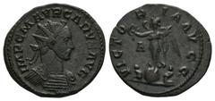 Coins - Roman Imperial Ancient Roman Imperial Coins - Carus - Victory Antoninianus. 282 AD. Lugdunum mint. Obv: IMP C M AVR CARVS AVG legend with radiate and cuirassed bust right. Rev: VICTORIA AVGG l