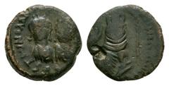 Coins - Byzantine Ancient Byzantine Coins - Justin I and Justinian I - Double Portrait Pentanummia. 522 AD. Antioch mint. Obv: D N IVSTIN ET IVSTINIANVS PP A legend with two facing busts. Rev: Tyche o