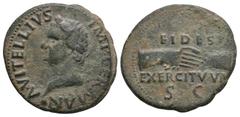 Coins - Roman Imperial Ancient Roman Imperial Coins - Vitellius - Provincial - Clasped Hands As. January-July 69 AD. Provincial series, Tarraco mint. Obv: A VITELLIVS IMP GERMAN legend with laureate b