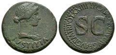 Coins - Roman Imperial Ancient Roman Imperial Coins - Livia - Justitia Dupondius. 22-23 AD. Wife of Tiberius, Rome mint. Obv: IVSTITIA legend below diademed and draped bust right. Rev: TI CAESAR DIVI 