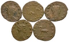 Coins - Roman Imperial Ancient Roman Empire Coins - Gallienus - Antoninianii [5]. 253-268 AD. Group comprising: animal reverse types. 15.37 grams. Property of a Middlesex gentleman; acquired in the 19