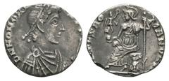 Coins - Roman Imperial Ancient Roman Imperial Coins - Honorius - Roma Siliqua. 397-408 AD. Uncertain mint (Milan, Rome, Ravenna or Aquilea"). Obv: D N HONORIVS P F AVG legend with diademed, draped and