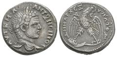 Coins - Roman Provincial Ancient Roman Provincial Coins - Caracalla - Antioch - Eagle Tetradrachm. 215-217 AD. Antioch mint. Obv: AYT K MA ANTWNEINOC CEB legend with laureate head right. Rev: DHMARX E