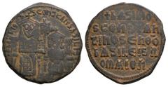 Coins - Byzantine Ancient Byzantine Coins - Basil I and Constantine VII - Follis. 867-886 AD. Constantinople mint. Obv: bASILIO S CONSTAN BASILIS legend with Basil, bearded, crowned and wearing loros,