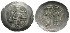 Coins - Byzantine Ancient Byzantine Coins - Theodore I - Billon Trachy. 1208-1222 AD. Magnesia mint. Obv: Christ enthroned facing holding gospels. Rev: Theodore and St Theodore standing facing holding