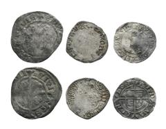 Coins - English Medieval English Medieval Coins - Edward III to Charles I - Pennies [3]. 13th-17th century AD. Group comprising: long cross penny; Elizabeth I, penny; Charles I, penny. 1.92 grams tota