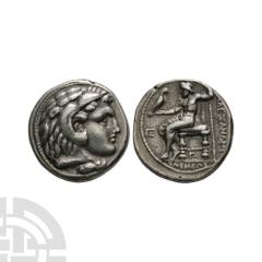 Coins - Greek Macedonia - Alexander III (the Great) - AR Tetradrachm. 315-300 B.C. Posthumous issue, Salamis, Cyprus mint. Obv: head of Herakles right, wearing lionskin headdress. Rev: BASILEWS ALEXAN