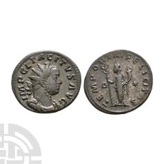 Coins - Roman Imperial Tacitus - Felicitas AE Antoninianus. November 275-June 276 A.D. Lugdunum mint. Obv: IMP CL TACITVS AVG legend with radiate, draped and cuirassed bust right. Rev: TEMPROVM FELICI