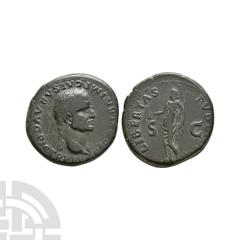 Coins - Roman Imperial Galba - Libertas AE As. August-September 68 A.D. Rome mint. Obv: SER GALBA IMP CAESAR AVG TR P P P legend with laureate bust right. Rev: LIBERTAS PVBLICA legend with Libertas st