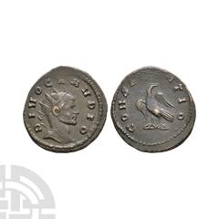 Coins - Roman Imperial Divus Claudius II - Eagle AE Antoninianus. 270 A.D. Struck under Quintillus and/or Aurelian, Rome mint. Obv: DIVO CLAVDIO legend with radiate bust right. Rev: CONSECRATIO legend