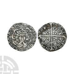 Coins - English Medieval Edward IV - London - Groat. 1464-1470 A.D. First reign, light coinage. Obv: facing bust with quatrefoils by neck within tressure with EDWARD DI GRA REX ANGL Z FRANC legend and