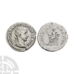 Coins - Roman Imperial Gordian III - Apollo AR Antoninianus 243-244 A.D. Rome mint. Obv: IMP GORDIANVS PIVS FEL AVG legend with radiate and draped bust right. Rev: P M TR P VI COS II P P legend with A