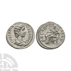 Coins - Roman Imperial Julia Mamaea - Fecunditas AR Denarius 232 A.D. Mother of Severus Alexander, Rome mint. Obv: IVLIA MAMAEA AVG legend with diademed and draped bust right. Rev: FECVND AVGVSTAE leg