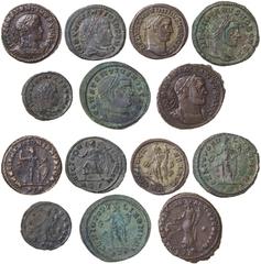 Roman coins Empire Follis Lot 7 pcs. Costantinus I (307-337 AD), Maxentius (307-312 AD), Maximinus Daia II (305-313 AD), Galerius Maximianus Caesar (293-305 AD), Licinius I (308-324 AD), Constantius I