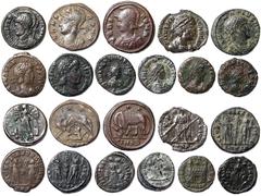 Roman coins Empire Æ Issue Lot 11 pcs.: to notice: Arcadius (383-408 AD), Theodosius I (379-395 AD), Delmazio (335-337), Helena (328-329 AD) mother of Constantine I. Ae.