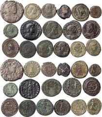 Roman coins Empire Lot with 17 pieces: Follis and Ae issue of various emperors: Constantine I (337-350 AD), Constantius II (335-361 AD), Constantius Gallo (351-354 AD), Magnentius (350-353 AD), Aureli