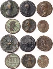 Roman coins Empire Lot with 6 pieces: To noticed: Annia Galeria Faustina (146-175 AD) Sestertius, Claudius (41-54 AD) Ae, Domitianus (81-96 AD) Asse, Lucilla (163-181 AD) Asse, Gallienus (253-268 AD) 