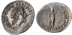 Roman coins Republic Marc Antony (38-37 BC) Denarius Athen radiate head of Sol / Antony dressed as a priest, standing right, holding lituus.Old toned, weakly struck. Provenance: Old austrian collectio