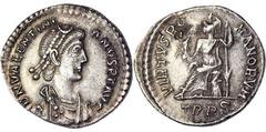 Roman coins Empire Valentinian II (375-392 AD) Siliqua Treveri Pearl diademed and drapped bust right / Roma seated. RIC 94a. 1.93 g. AU