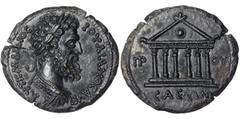 Roman coins Empire Didius Julianus (193 AD) Æ Issue 193 AD of Prusa ad Olympum, Bithynia.Laureate and cuirassed bust right/ Hexastyle temple with shield in pediment.Of great rarity! BMC 15. 4.18 g. RR