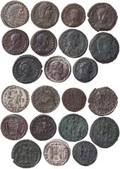 Roman coins Empire. Empire Bronze Centennionalis Lot of 11 pcs.: Constantius I (305-306 AD), Constantius II (337-361 AD), Decentius (351-353 AD), Costanzo Gallo (351-354 AD), Decentius (351-353 AD), C