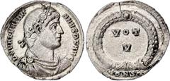 Coins - Ancient World Roman Empire Valentinianus I Siliqua 364 - 367 AD Constantinopolis Mint RIC IX Constantinopolis 13a1; Silver 2.32 g.; Obv: D N VALENTINIANVS P F AVG, Pearl-diademed, draped and c