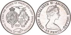 Coins - Africa Saint Helena & Ascension 25 Pence 1981 KM# 3, N# 15319; Copper-nickel; Elizabeth II; Royal Wedding; Mintage 50000 pcs.; UNC