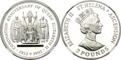 Coins - Africa Saint Helena 2 Pounds 1993 NGC PF69 ULTRA CAMEO KM# 18, Schön# 19, N# 83501; Silver., Proof ; Elizabeth II (1952-2022); 40th Anniversary of Coronation
