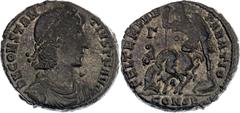Coins - Ancient World Roman Empire Constantius II Follis 351 - 359 AD Bronze 7.76 g.; Obv: D N CONSTANTIVS P F AVG Pearl-diademed, draped and cuirassed bust of Constantius II to right. Rev: FEL TEMP R