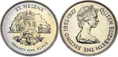 Coins - Africa Saint Helena & Ascension 25 Pence 1977 KM# 6, N# 11242; Copper-Nickel; 25th Anniversary of the Accession of Queen Elizabeth II; UNC with a nice toning