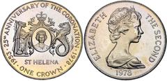 Coins - Africa Saint Helena & Ascension 1 Crown 1978 PM KM# 7, N# 4283; Copper-Nickel; 25th Anniversary of the Coronation of Queen Elizabeth II; Pobjoy Mint; UNC with a nice toning