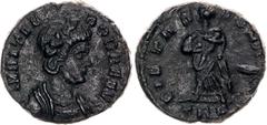 Coins - Ancient World Roman Empire Theodora Follis 337 AD Pietas RIC# 56; Bronze 1.2 g.; Struck under Constantine II, circa AD 337-340; Obv: Laureate and mantled bust right, wearing necklace. Rev: Pie