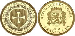 Coins - Africa Congo 100 Francs 2021 KM# 270, N# 354377; Gold (0.999) 0.31 g.; Treasure of the Templars; UNC