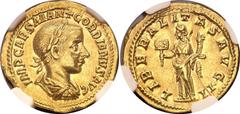 Coins - Ancient World Roman Empire Gordian III AV Aureus 240 AD NGC AU5/5 - 4/5 RIC# 42, Calico# 3205; Gold 4.88 g.; Gordian III (AD 238-244); Rome Mint; Obv: IMP CAES M ANT GORDIANVS AVG, laureate, d