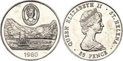 Coins - Africa Saint Helena 25 Pence 1980 KM# 8, N# 9026; Copper-nickel; Elizabeth II; 80th Anniversary of the Birth of the Queen Mother; UNC with minor hairline