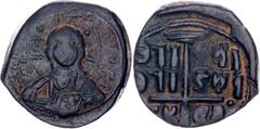 Coins - Ancient World Byzantium Follis 1028 - 1034 AD (ND) BCV# 1823, DOC III-2# B, N# 44211; Copper 10.02 g.; Attributed to Romanos III. Argyros (1028-1034). Class B. Bust of Christ from front, weari