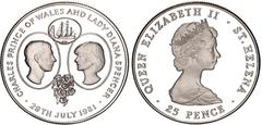 Coins - Africa Saint Helena & Ascension 25 Pence 1981 KM# 9a, N# 106602; Silver., Proof; Elizabeth II; Wedding of Prince Charles and Lady Diana; Mintage: 30000 pcs.