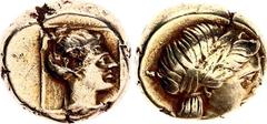 Coins - Ancient World Ancient Greece Lesbos Mytilene EL Hekte / Sixth Stater 377 - 326 BC NGC VF Bodenstedt Em. 95, HGC 6, 1021; Electrum 2.54 g., 10 mm.; Obv: Laureate head of Apollo right; Rev: Head