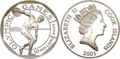 Coins - Australia & Oceania Cook Islands 10 Dollars 2001 KM# 473, N# 93685; Silver 20.01 g.., Proof; Elizabeth II; Summer Olympics 2004 in Athen