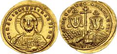 Coins - Ancient World Byzantium Constantine VII and Romanos II 1 Solidus 945 - 959 AD BCV# 1751, N# 33611; Gold 4.39 g.; Constantine VII and Romanos II; Obv: Bust of Christ pantocrator facing, nimbate