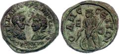 Coins - Ancient World Roman Empire Moesia Inferior Odessos Gordian III and Tranquillina Tetrassarion 238 - 244 AD (ND) AMNG 2394; Bronze 10.16 g.; Obv: The bust of the emperor and Tranquillinas face t