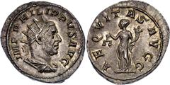 Coins - Ancient World Roman Empire Philip I Arab AR Antoninianus 244 - 249 AD RIC 27b, RSC 9; Silver 3.66 g.; Philip I Arab AD 244-249; Antioch Mint; Obv: IMP M IVL PHILIPPVS AVG, radiate, draped and 